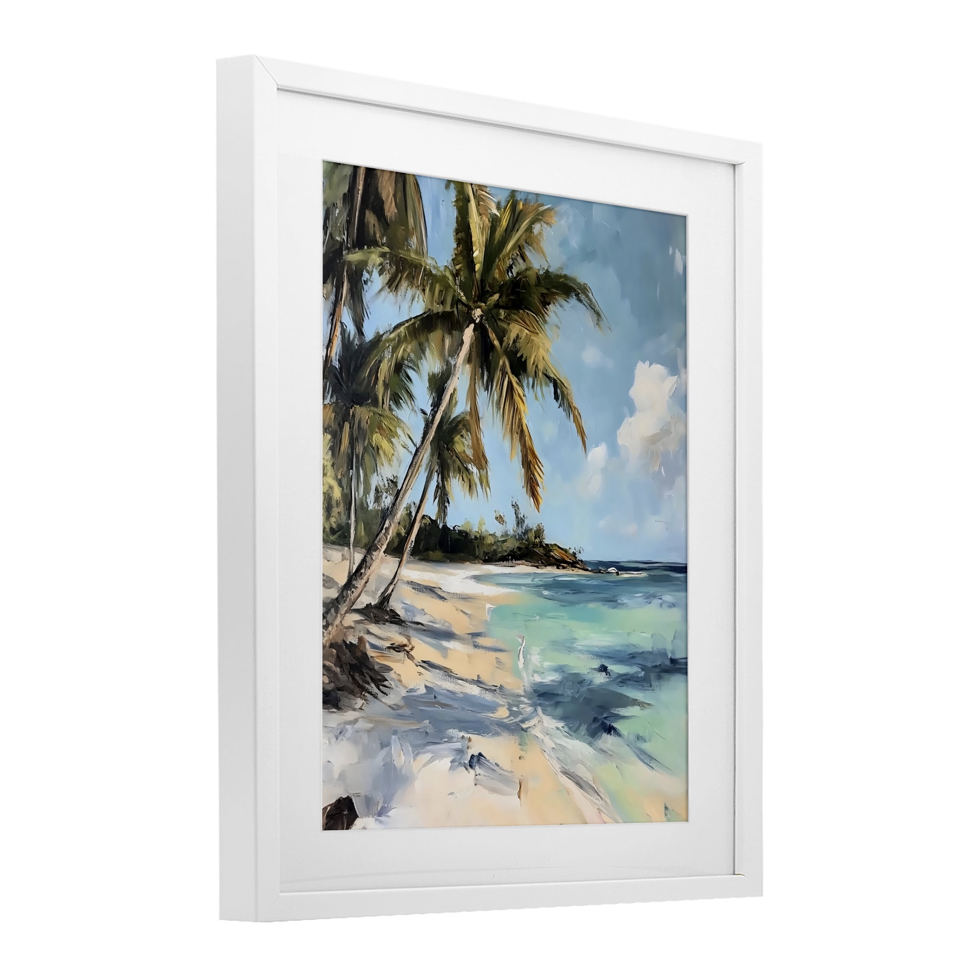 Stupell Industries Tropical Coastline Palm Frond Shadows White Framed Print Under Glass, design by Franklyn Gregory