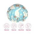 thumbnail image 3 of Yiaed White Geese and Flower Print Reusable Shower Cap & Bath Cap & Lined, Oversized Waterproof Shower Caps Designed for all Hair Lengths, 3 of 7