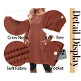 thumbnail image 6 of Fantaslook Long Sleeve Womens Dresses Crew Neck Buttons Tunic Sweater Dress with Pockets, 6 of 11