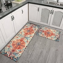 Hxlamzoo Kitchen Rugs, Farmhouse Kitchen Mats for floor Set of 2, Durable & Thin Mats Non Slip Washable , Bright Holiday Decor for Home Laundry, 15.7x23.6 15.7x47.2 In