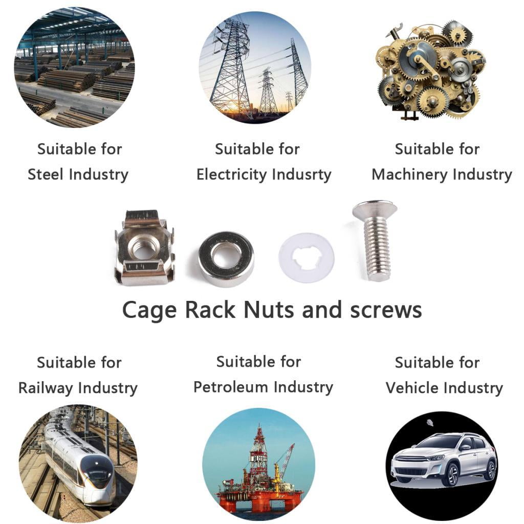 50 Mount Cage Nuts, Screws and Washers for Rack Mount Server Cabinet, Rack Mount Server Shelves, Routers, (M6 x 16mm)