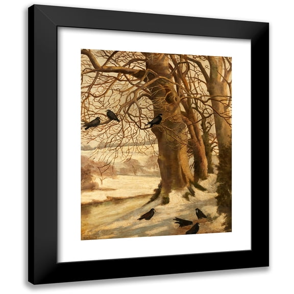 William Holbrook Beard 12x14 Black Modern Framed Museum Art Print Titled - Winterscape with Crows
