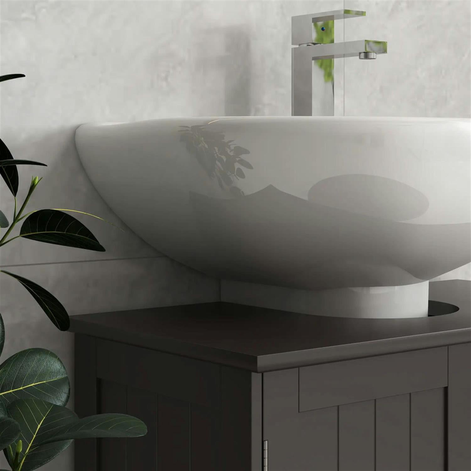 Demi Bonn 23" Bathroom Vanity with 2 Doors and Adjustable Shelf, Pedestal Sink 2-Door Cabinet, Under Sink Cabinet, Brown