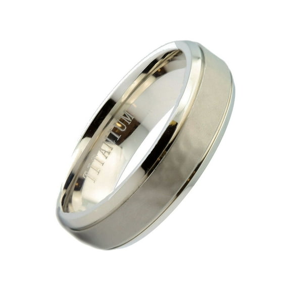 Metals Jewelry Men's / Women's 6mm Titanium Hammered Center Beveled Edge Wedding Band Ring Size 12.5