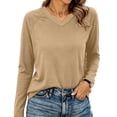 thumbnail image 5 of Women's V Neck Long Sleeve Shirts V Neck Casual Solid Fall and Winter Pullover Tops Sport Sweatshirt, 5 of 5