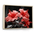 thumbnail image 2 of Designart "Vibrant Hibiscus in Coral" Floral Floater Framed Wall Art Print, 2 of 7
