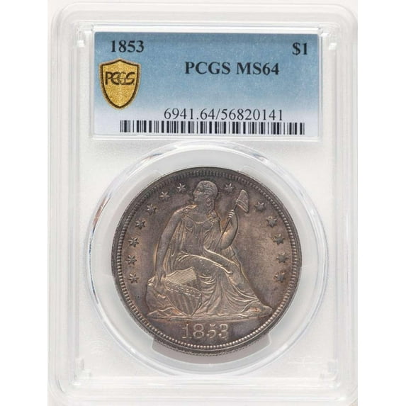 1853 S$1 Seated Dollar Coin PCGS MS64 - HAT781251017