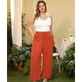 thumbnail image 6 of CASSIE LIZ Plus Size Pants 3X Womens Orange Lounge Yoga Pants Knit Palazzo Summer Athletic Pants Casual Workout Wide Leg Pants Fashion Loose Fit Drawstring Exercise Pants with Pocket 3XL 22W 24W, 6 of 7