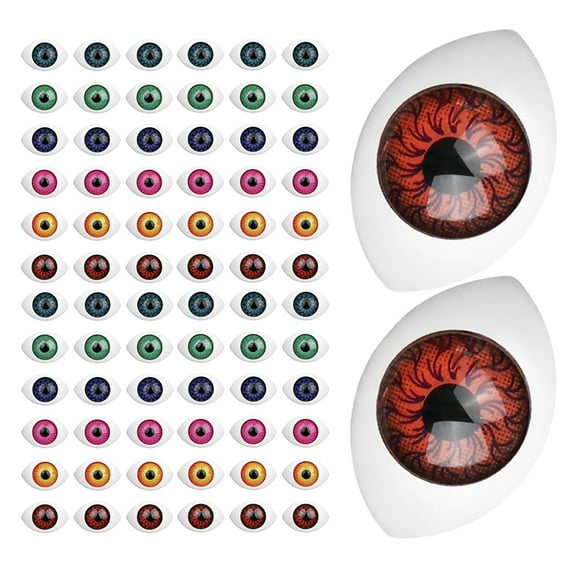 LOLIPPYY 100 Pieces Realistic Multi-Color Resin Eyes for Crafts Oval Eyeballs for Stuffed Animals