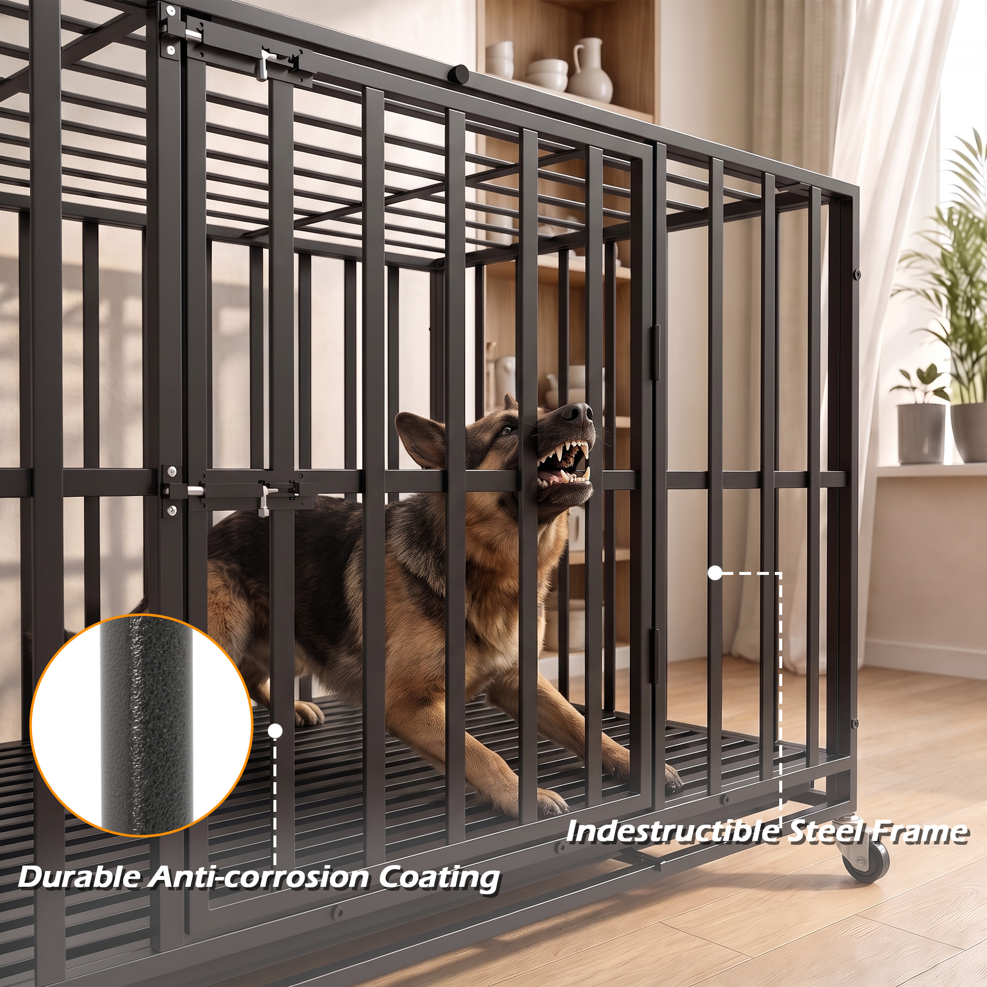 Waleaf 48-Inch Heavy Duty Steel Dog Crate with Double Doors photo 3