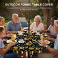 thumbnail image 3 of Round Outdoor Tablecloth with Umbrella Hole and Zipper, Black Yellow Sunflower Tablecloth with Elastic Waterproof, Summer Botanical Farmhouse Floral Patio Table Covers for 36" - 44" Pool Tables, 3 of 9