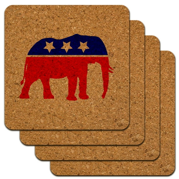 Republican Elephant GOP Conservative America Political Party Low Profile Novelty Cork Coaster Set Republican Elephant GOP Conservative America Political Party Low Profile Novelty Cork Coaster Set