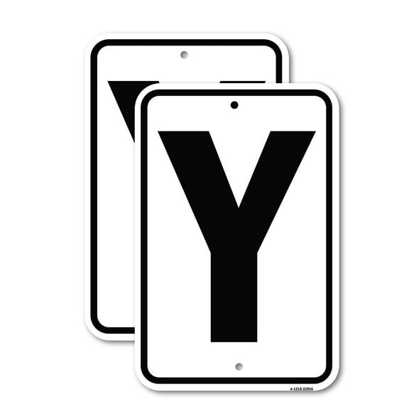 (2 Pack) Sign with Letter Y | 18" X 24" Heavy-Gauge Aluminum Sign | Rust Free Aluminum, Weather Resistant, Waterproof, Fade Resistant, 2 Pre-drilled Holes