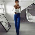 thumbnail image 2 of Women Bell Bottom High Waist Ruffle Pants Solid Slim Fit Trousers Yoga Pants Wide Leg Pants, 2 of 4