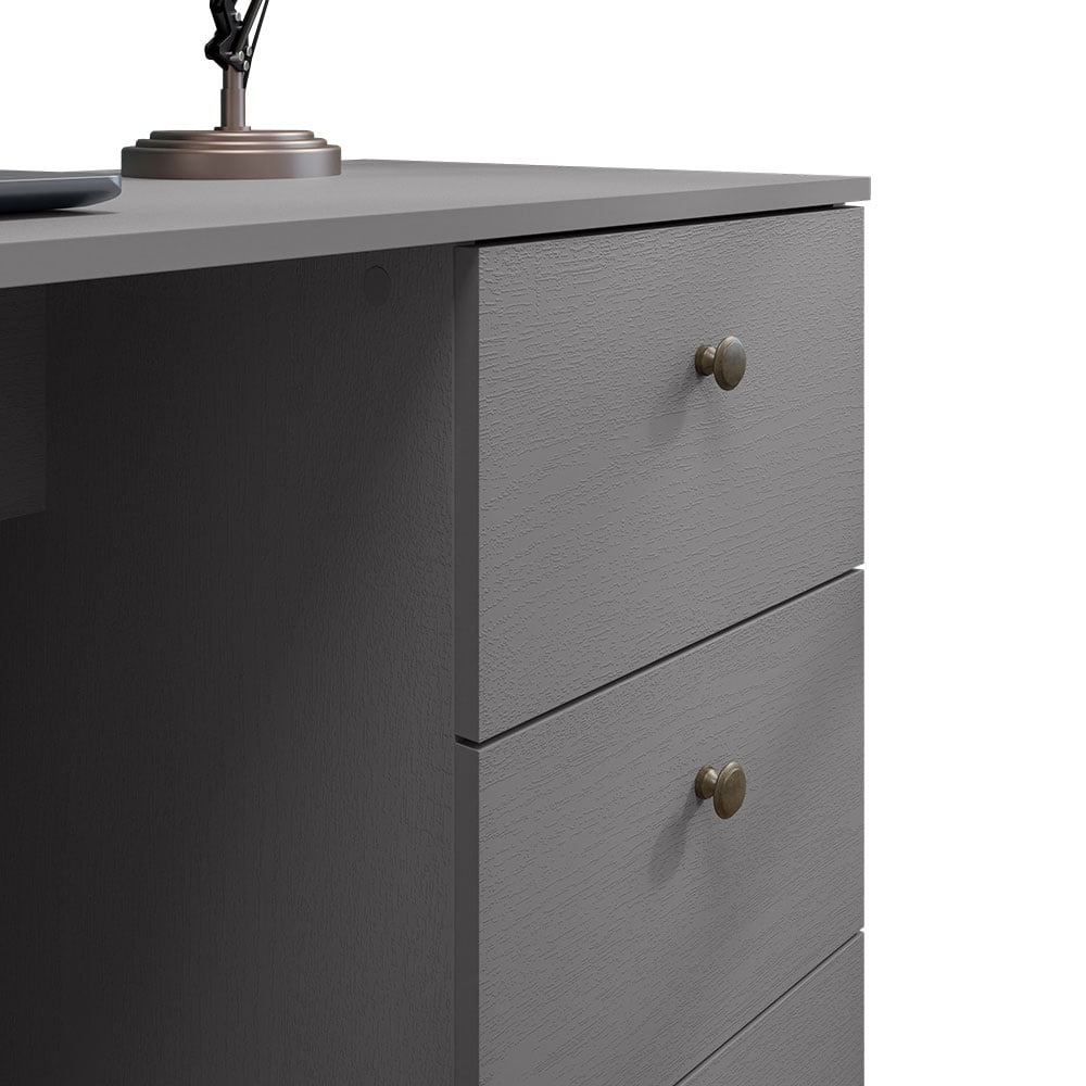 Madesa Executive Computer Writing Desk 53 Inch with 3 Drawers and 1 Door, Metalic Handles Wooden Home Office PC Study Table with Storage - Gray
