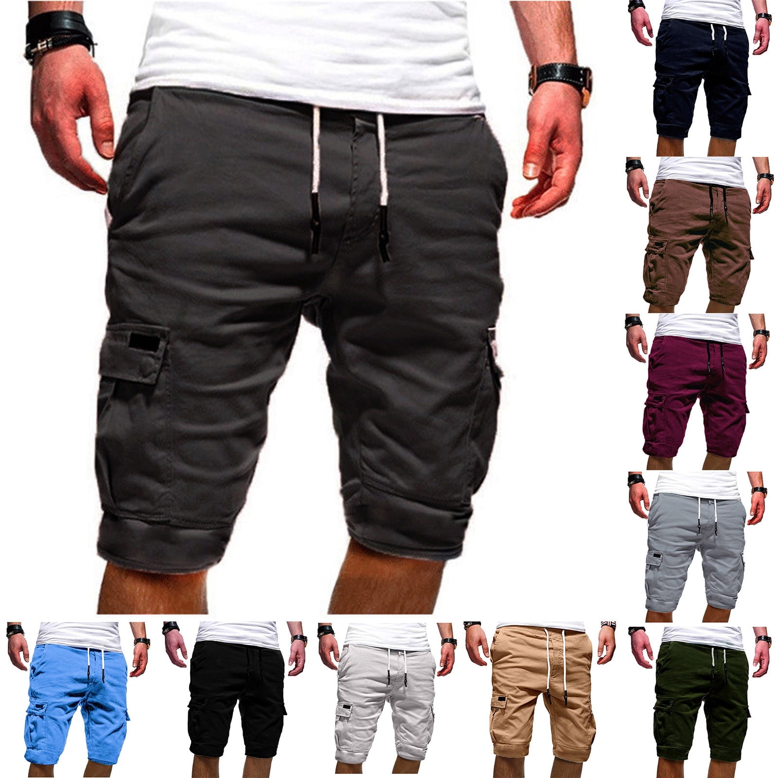 Cargo Shorts for Men Casual Summer Loose Fit Classic Shorts Drawstring ...
