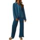 thumbnail image 2 of VISgogo, conjunto de ropa informal de 2 uds para mujer, estampado de flores/patrón abstracto, botones de solapa, camisas de manga larga, Tops con pantalones largos sueltos VISgogo  moda, 2 of 9