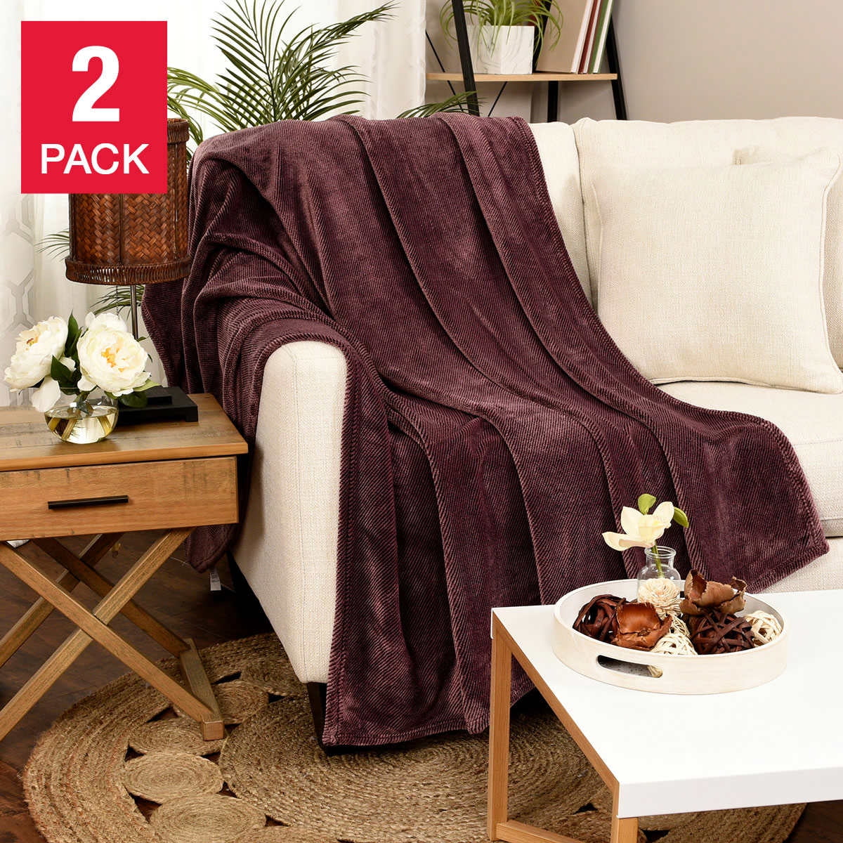 2 Pack Eco Plush Throw Blanket Purple 60 in. x 70 Lebanon Ubuy