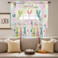 thumbnail image 4 of Happy Easter Swag Curtains Valance & Tier Set, Spring Green Pink Blue Bunny Eggs Tulip Floral Color 3 Pcs Set Kitchen Swag Valances and Tiers 36 Inch Length Rod Pocket Curtain Drapes for Bedroom, 4 of 9