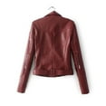 thumbnail image 4 of USSUMA Women's Faux Leather Short Moto Jacket Zip-up Slim PU Biker Coat with Pockets, 4 of 4