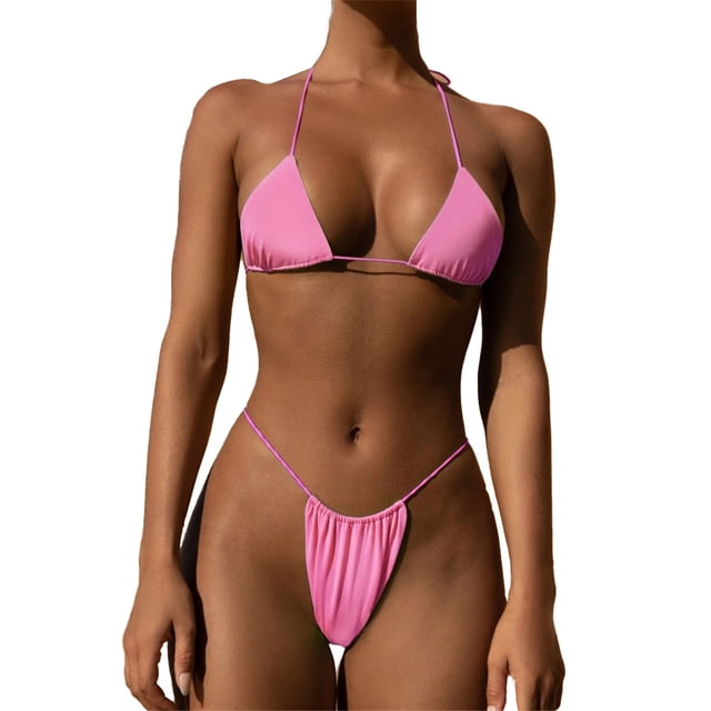 Conjunto de bikini vendaje traje de baño brasileño sólido traje de baño acolchado tanga trajes de baño