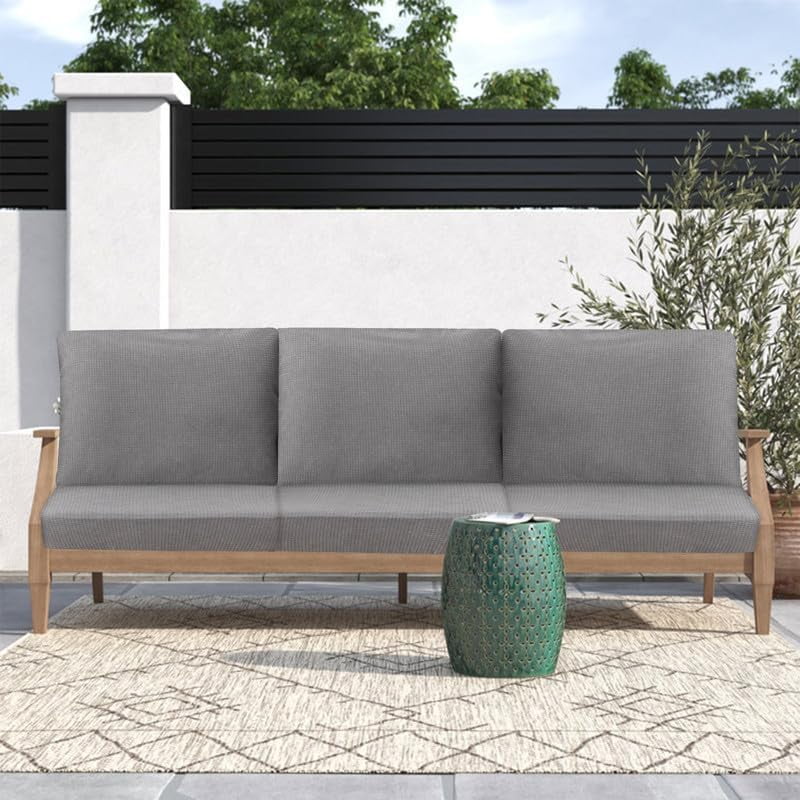 3 Pack 100% Waterproof Patio Sofa Cushion Covers, Stretch Outdoor/Indoor Individual Seat Cushion Cover Furniture Protector Sofa Slipcover, Brown