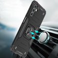 thumbnail image 3 of Designed for Samsung Galaxy A36 Armor Hybrid Magnetic Stand with Ring Holder Kickstand Shockproof Heavy-Duty Durable Rugged TPU Dual Layer Phone Case Cover - Black, 3 of 10