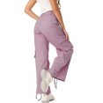 thumbnail image 4 of Women's Wide Leg High Waisted Multi Pocket Loose Fit Cargo Trousers, Utility Straight Leg Pants, Casual Military Style Pants for Women with Drawstring,Pink,L, 4 of 6