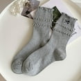 thumbnail image 2 of PMVFHDE Women's Japanese Cute Mesh Bow Socks, Girly Heart Stackable Socks, Fashion Socks for a Adorable Style Outfit Grey,One Size, 2 of 7