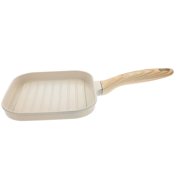 MEIBUTYUP Beige Aluminum Nonstick Frying Pan Flat Bottom for Home and Professional Cooking, and Easy to Clean
