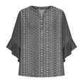 thumbnail image 5 of Womens Tops V Neck Tie Button Hollow Fabric Ruffled Sleeves Loose Casual Breathable Short Sleeves Top Exquisite Pattern Work/Casual Outings/Beach Package Size 25X20X3.5Cm 2Xl Shirts for Women, 5 of 5