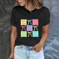 thumbnail image 2 of Plebaso T-Shirts de Pâques pour Femmes Manches Courtes Imprimés Graphiques Hauts Été Décontractés Amples, 2 of 6