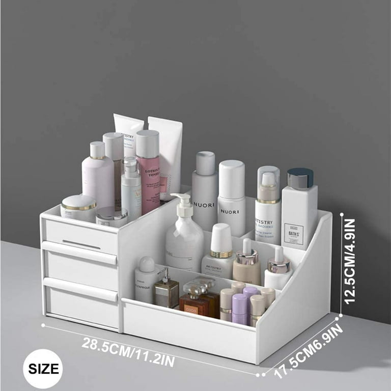 Uncluttered Designs Cosmetics Organizer with Drawers Modern Countertop Storage for Toiletries Classic Storage for Cologne Creams Shaving