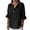 Black, variant on Women's Plus Size Tops 3/4 Sleeve Linen Cotton V Neck Button Shirt Blouse Tunic Tops Loose Fit Basic Tees For Women Going Out Tops For Women