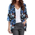 thumbnail image 2 of JTZGDY Lightweight Chiffon Kimono Cardigans for Women Dressy Casual 3/4 Length Sleeve Open Front Cardigan Outwear Tops Loose Fit Beach Cover ups, 2 of 7