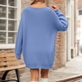 thumbnail image 4 of Ediodpoh Ribbed Knit Sweater Dress Long Sleeve Turtleneck Pullover Casual Loose Fit Tunic Elegant Warm Winter Oversized Dress Sweater Dress Blue M, 4 of 6