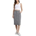 thumbnail image 2 of Falda Midi de Mujer Inspire Chic de Cintura Alta con Espalda Elástica de Pana XS Gris, 2 of 5
