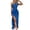 Blue, variant on Women's Sexy One Shoulder Satin Maxi Dress, Sleeveless Backless Ruched Bodycon Gown, Elegant High Split Party Outfit for Cocktail Wedding Guest