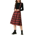 thumbnail image 5 of MODA NOVA Junior's Retro Plaid Tartan A-Line Suspender Midi Skirt, 5 of 6