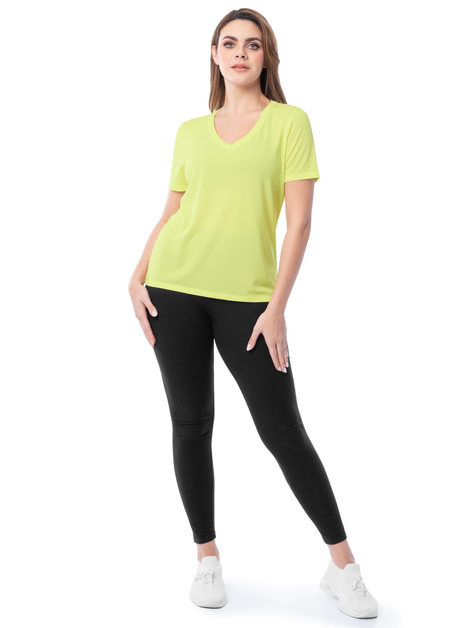 Athletic Works Women's Active Texture Knit V-Neck Tee, Sizes XS-XXXL