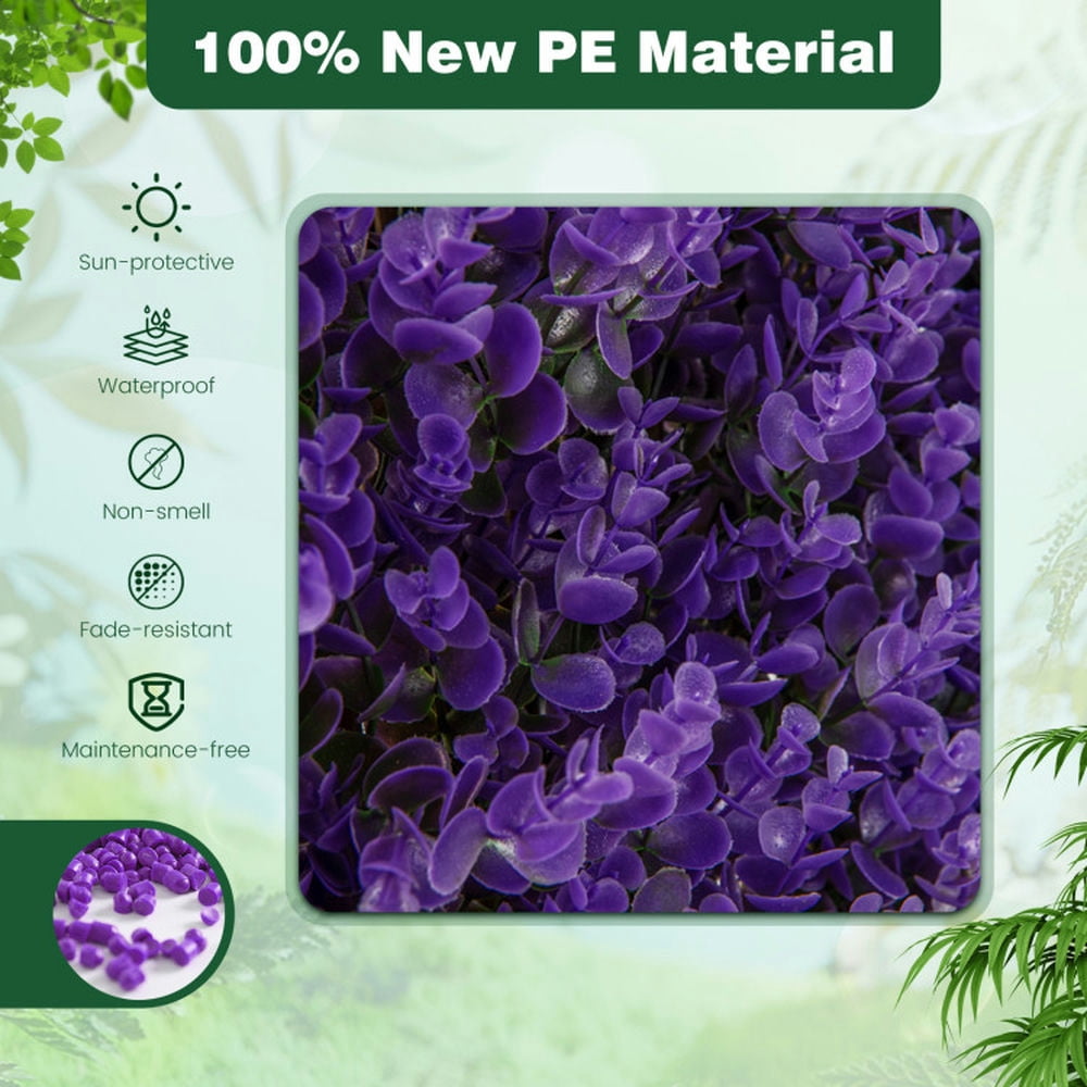 Resenkos Hedges Fence,Faux Hedge Panels,Decorative Faux Purple Eucalyptus Fencing Panel with Real Willow Frame for Balcony Patio