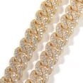 thumbnail image 3 of Tarien 18mm diamond-set Cuban necklace, 18K white gold plated, 5A+ grade cubic zirconia diamonds, hip-hop style chunky chain Cuban necklace, a luxury jewelry piece suitable for both men and women., 3 of 6