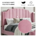 thumbnail image 3 of SHA CERLIN Pink Queen Size Platform Bed Frame with Velvet Upholstered Wingback Headboard, Adults, 3 of 6