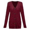 thumbnail image 4 of Outfmvch Sweaters For Women Cardigan Sweaters For Women Womens Casual Knit Cardigan Sweater Large Size Loose Twist Button Jacket Women Womens Sweaters Wine 2Xl, 4 of 4