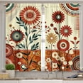thumbnail image 4 of Ambesonne Floral Boho Valance & Curtain 3 Pcs Set, Mid Century Flowery Art, 55"x45", Ruby Cream Dark Salmon, 4 of 7