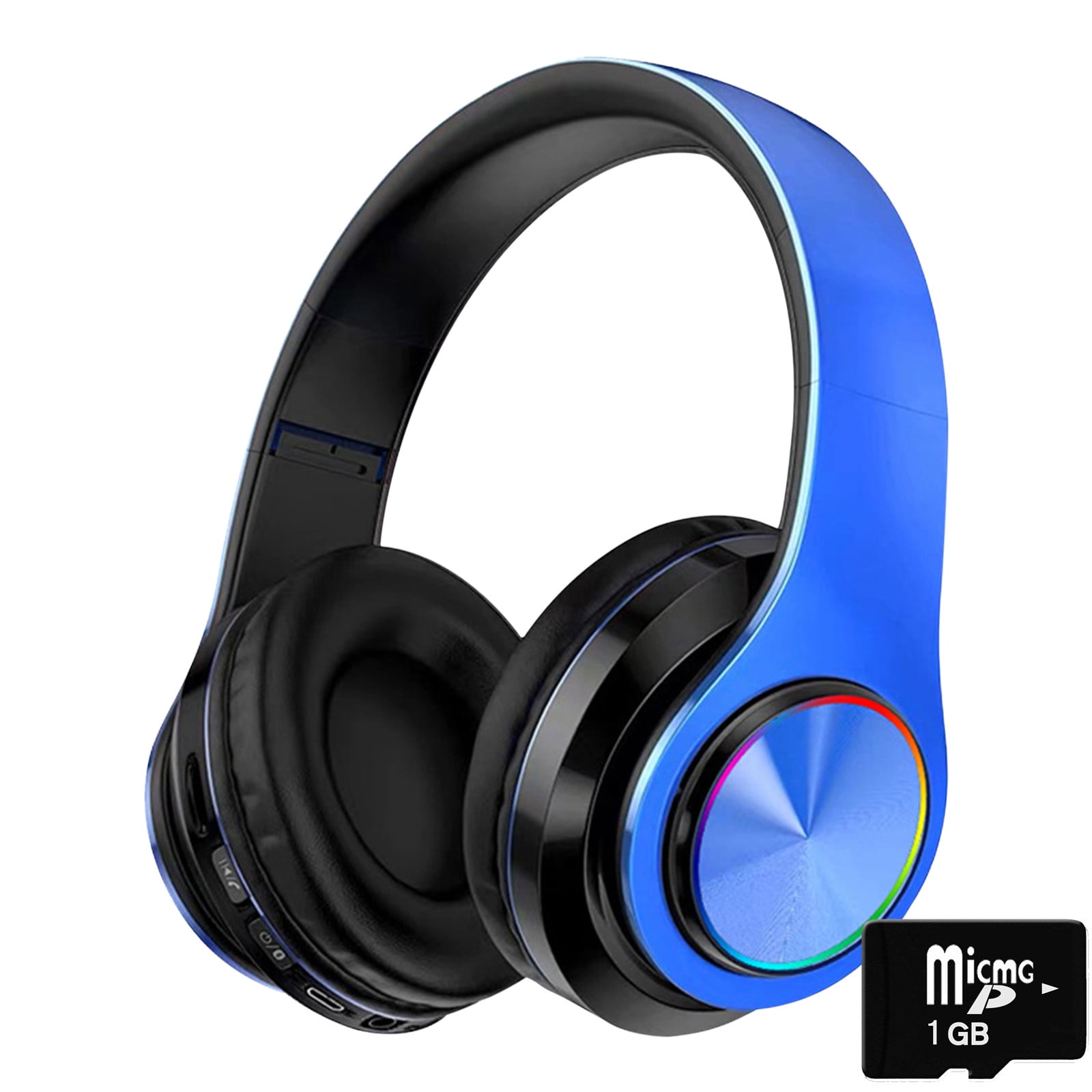 Bluetooth Headphones Over-Ear, Foldable Wireless and Wired Stereo Headset Micro SD/TF, FM for Cell Phone,PC,Soft Earmuffs &Light Weight for Prolonged Wearing,Blue