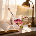 thumbnail image 5 of 4.7x3.5 Inch Rose Enamel Glass Mug, Lead Free Tea Cup With Matching Spoon, Premier Gift for Mom's Day Birthday, Multicolor, 5 of 7