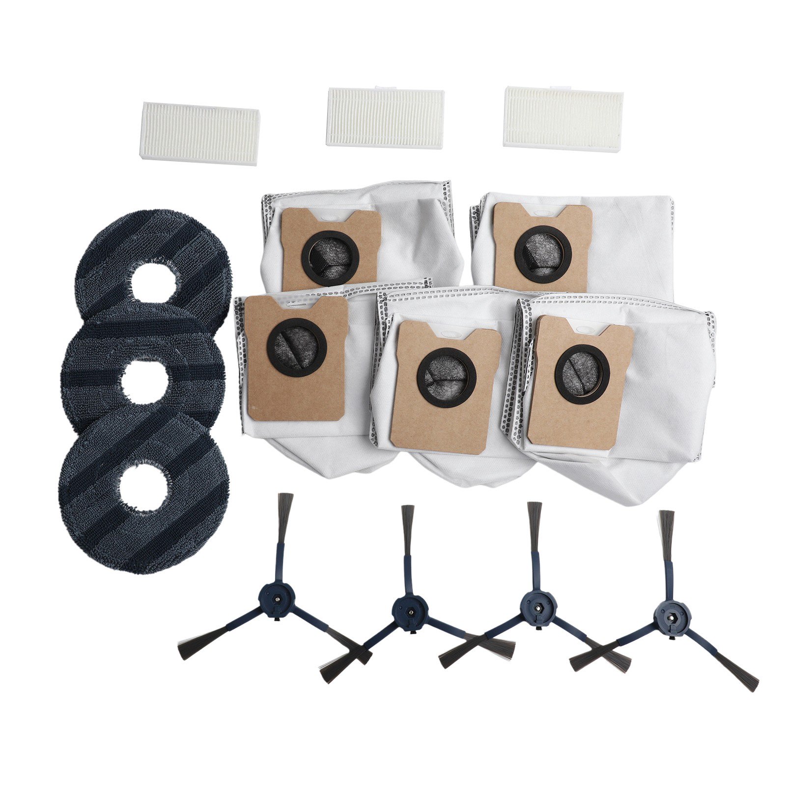Accessory Set for eufy Omni C20 Robot Vacuum 3 Side Brushes 3 Mop Pads 5 Dust Bags and Filters Replacement Parts for Effective Cleaning on Carpets and Tiles