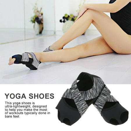 Dancos Shoes Women Yoga Non-slip Pilates Barre Soft Wrap Dance Training Shoes Grey,Yoga Shoes, Pilates Shoes ()