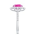 thumbnail image 3 of Rosec Jewels Created Pink Sapphire Floral Ring with Moissanite - Cocktail Ring (AAAA Grade), 925 Sterling Silver, US 4.00, 3 of 8